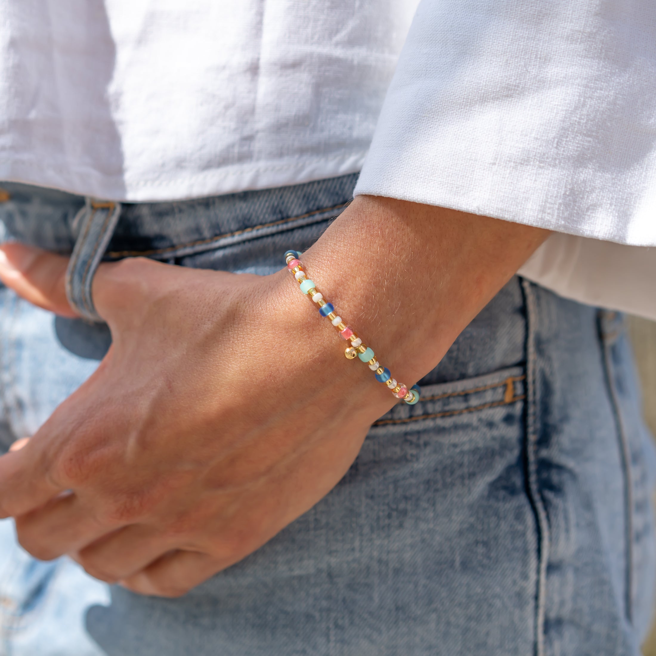 sommer perlenarmband mint pastell