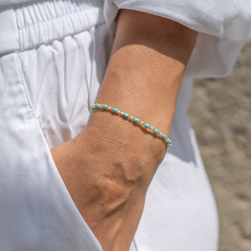 sommer perlenarmband türkis