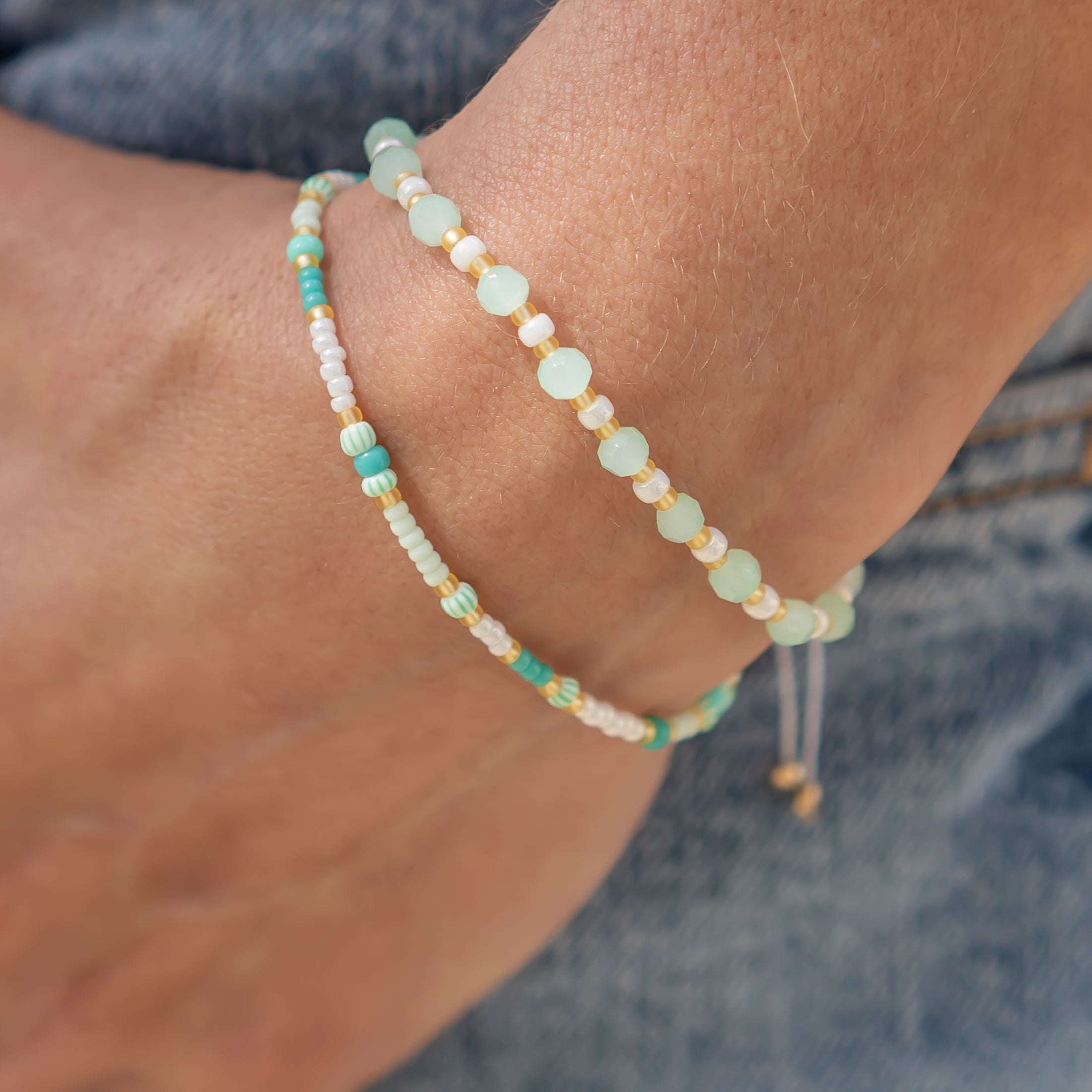 perlenarmband mint grün 