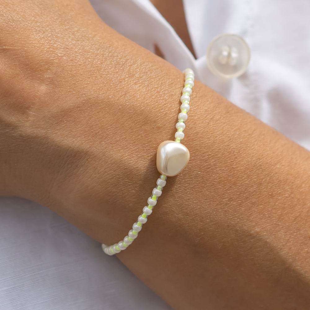 sommer perlenarmband limettengrün