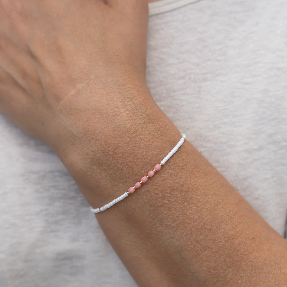 perlenarmband creme weiss rosa