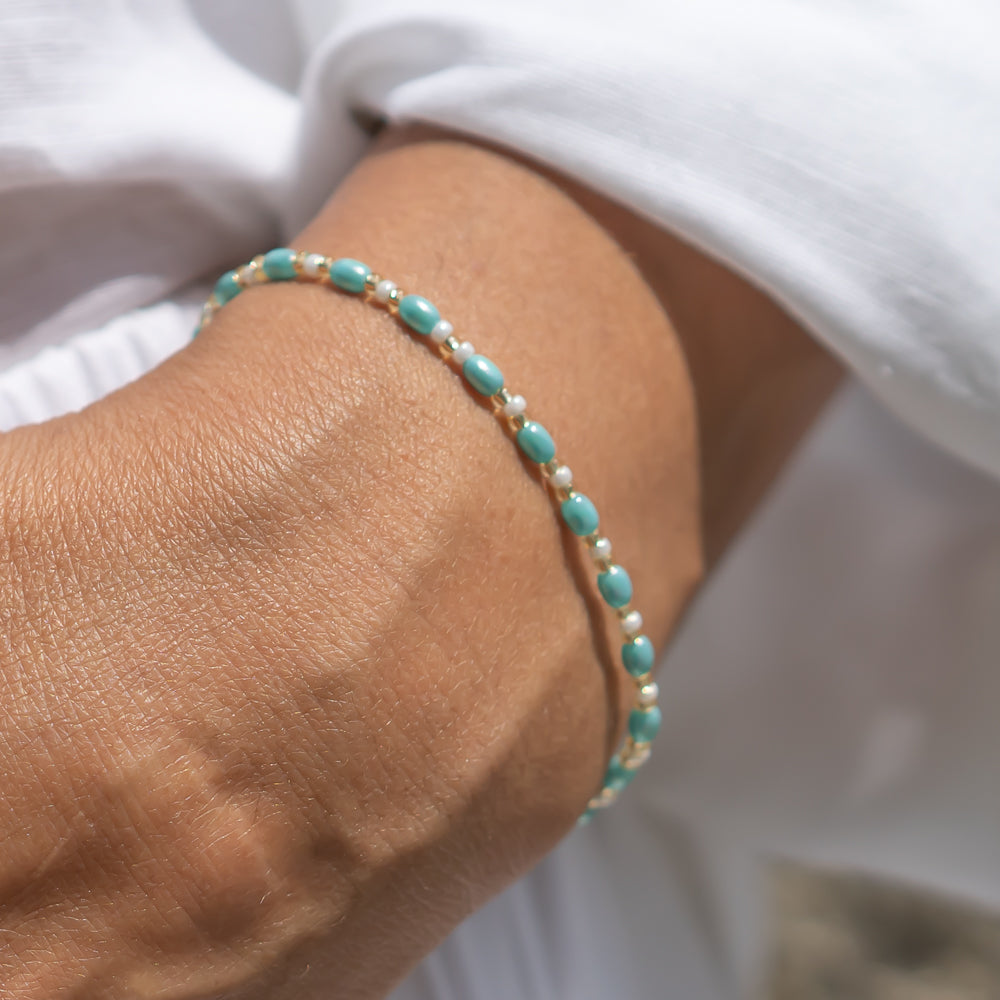 perlenarmband türkis